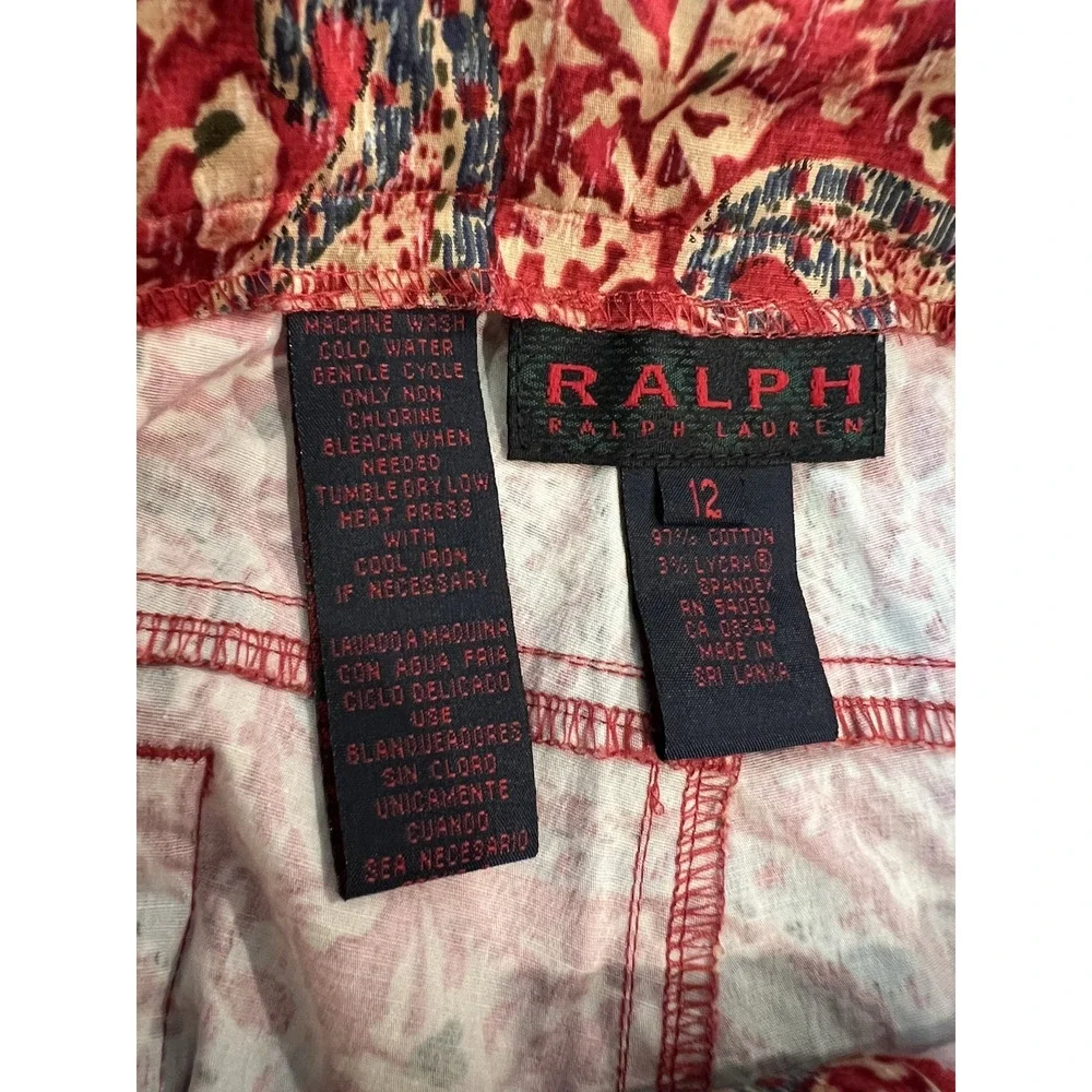 RALPH-Ralph Lauren-Ankle Pant (12) RED LABEL- Paisley-VTG-Preppy-Stretchy-EUC